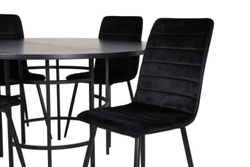 Spisegruppe Möbelfashion Copenhagen spisegruppe 140 cm rund med 4 Windu Lyx-stoler Svart - Møbler - Bord - Spisegrupper