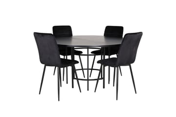 Spisegruppe Möbelfashion Copenhagen spisegruppe 140 cm rund med 4 Windu Lyx-stoler Svart - Møbler - Bord - Spisegrupper