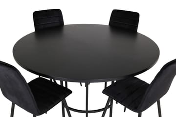 Spisegruppe Möbelfashion Copenhagen spisegruppe 140 cm rund med 4 Windu Lyx-stoler Svart - Møbler - Bord - Spisegrupper