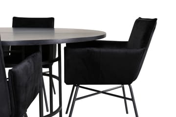 Spisegruppe Möbelfashion Copenhagen spisegruppe 140 cm rund med 4 Petra-stoler Svart - Møbler - Bord - Spisegrupper