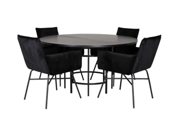 Spisegruppe Möbelfashion Copenhagen spisegruppe 140 cm rund med 4 Petra-stoler Svart - Møbler - Bord - Spisegrupper