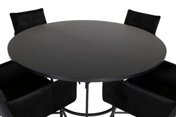 Spisegruppe Möbelfashion Copenhagen spisegruppe 140 cm rund med 4 Petra-stoler Svart - Møbler - Bord - Spisegrupper
