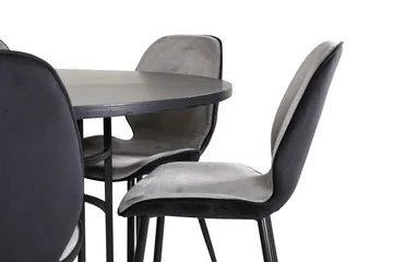 Spisegruppe Möbelfashion Copenhagen spisegruppe 140 cm rund med 6 Emma-stoler Svart/Lys grå - Møbler - Bord - Spisegrupper