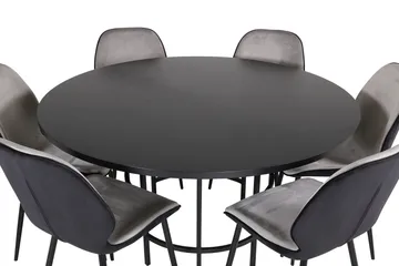 Spisegruppe Möbelfashion Copenhagen spisegruppe 140 cm rund med 6 Emma-stoler Svart/Lys grå - Møbler - Bord - Spisegrupper