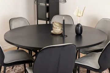 Spisegruppe Möbelfashion Copenhagen spisegruppe 140 cm rund med 6 Emma-stoler Svart/Lys grå - Møbler - Bord - Spisegrupper