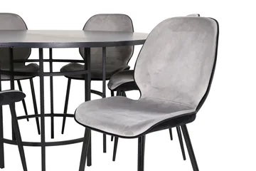Spisegruppe Möbelfashion Copenhagen spisegruppe 140 cm rund med 6 Emma-stoler Svart/Lys grå - Møbler - Bord - Spisegrupper
