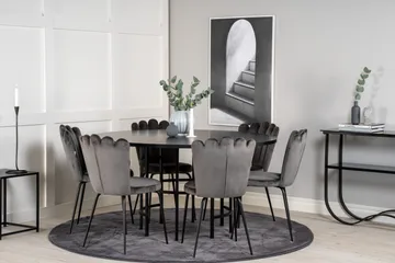 Spisegruppe Möbelfashion Copenhagen spisegruppe 140 cm rund med 6 Limhamn-stoler Svart/grå - Møbler - Bord - Spisegrupper