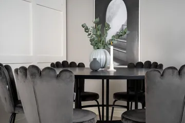 Spisegruppe Möbelfashion Copenhagen spisegruppe 140 cm rund med 6 Limhamn-stoler Svart/grå - Møbler - Bord - Spisegrupper