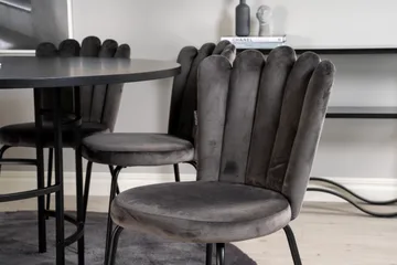 Spisegruppe Möbelfashion Copenhagen spisegruppe 140 cm rund med 6 Limhamn-stoler Svart/grå - Møbler - Bord - Spisegrupper