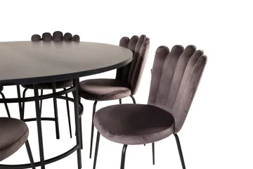 Spisegruppe Möbelfashion Copenhagen spisegruppe 140 cm rund med 6 Limhamn-stoler Svart/grå - Møbler - Bord - Spisegrupper