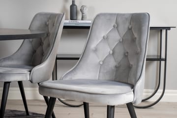 Spisegruppe Möbelfashion Copenhagen spisegruppe 140 cm rund med 6 Velvet Deluxe-stoler Svart/Lys grå - Møbler - Bord - Spisegrupper