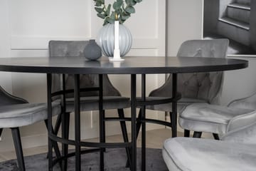 Spisegruppe Möbelfashion Copenhagen spisegruppe 140 cm rund med 6 Velvet Deluxe-stoler Svart/Lys grå - Møbler - Bord - Spisegrupper