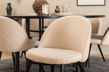 Spisegruppe Möbelfashion Copenhagen spisegruppe 140 cm rund med 6 Velvet-stoler Beige/svart2 - Møbler - Bord - Spisegrupper