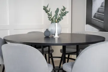 Spisegruppe Möbelfashion Copenhagen spisegruppe 140 cm rund med 6 Velvet-stoler Svart/Lys grå - Møbler - Bord - Spisegrupper