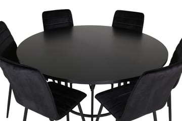Spisegruppe Möbelfashion Copenhagen spisegruppe 140 cm rund med 6 Windu Lyx-stoler Svart - Møbler - Bord - Spisegrupper
