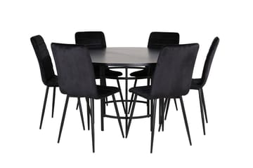 Spisegruppe Möbelfashion Copenhagen spisegruppe 140 cm rund med 6 Windu Lyx-stoler Svart - Møbler - Bord - Spisegrupper
