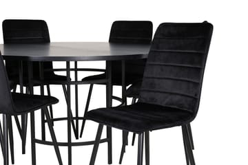 Spisegruppe Möbelfashion Copenhagen spisegruppe 140 cm rund med 6 Windu Lyx-stoler Svart - Møbler - Bord - Spisegrupper