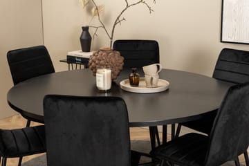 Spisegruppe Möbelfashion Copenhagen spisegruppe 140 cm rund med 6 Windu Lyx-stoler Svart - Møbler - Bord - Spisegrupper