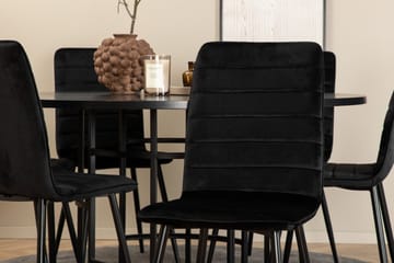 Spisegruppe Möbelfashion Copenhagen spisegruppe 140 cm rund med 6 Windu Lyx-stoler Svart - Møbler - Bord - Spisegrupper