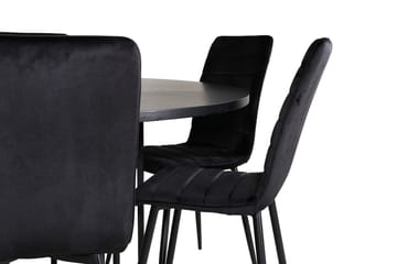 Spisegruppe Möbelfashion Copenhagen spisegruppe 140 cm rund med 6 Windu Lyx-stoler Svart - Møbler - Bord - Spisegrupper