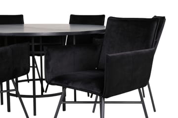 Spisegruppe Möbelfashion Copenhagen spisegruppe 140 cm rund med 6 Petra-stoler Svart - Møbler - Bord - Spisegrupper
