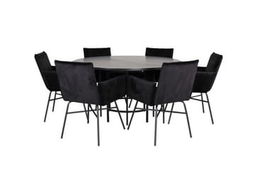 Spisegruppe Möbelfashion Copenhagen spisegruppe 140 cm rund med 6 Petra-stoler Svart - Møbler - Bord - Spisegrupper