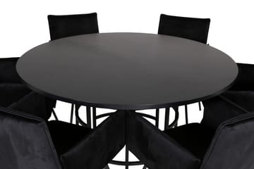 Spisegruppe Möbelfashion Copenhagen spisegruppe 140 cm rund med 6 Petra-stoler Svart - Møbler - Bord - Spisegrupper