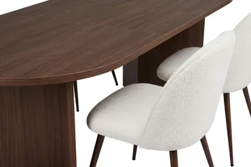 Spisegruppe Nordure Dano uttrekkbart spisebord 160–200 cm med 6 Nibe Plus spisestoler Vit - Møbler - Bord - Spisegrupper