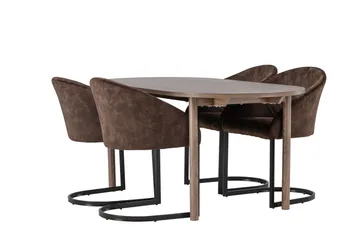 Spisegruppe Venture Home Andy spisegruppe 180 cm oval med 4 Evening-stoler Svart/Brun - Møbler - Bord - Spisegrupper