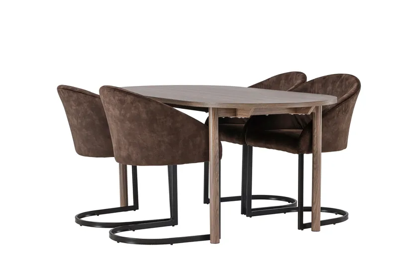 Spisegruppe Venture Home Andy spisegruppe 180 cm oval med 4 Evening-stoler Svart/Brun - Møbler - Bord - Spisegrupper