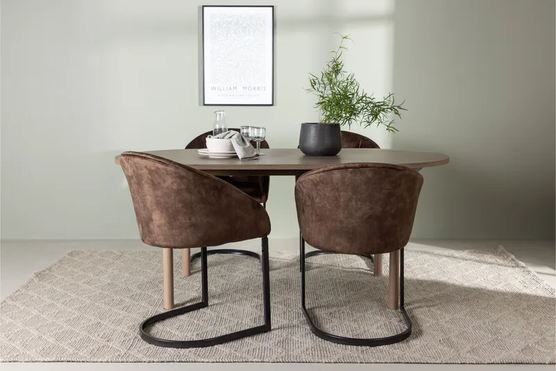 Spisegruppe Venture Home Andy spisegruppe 180 cm oval med 4 Evening-stoler Svart/Brun - Møbler - Bord - Spisegrupper