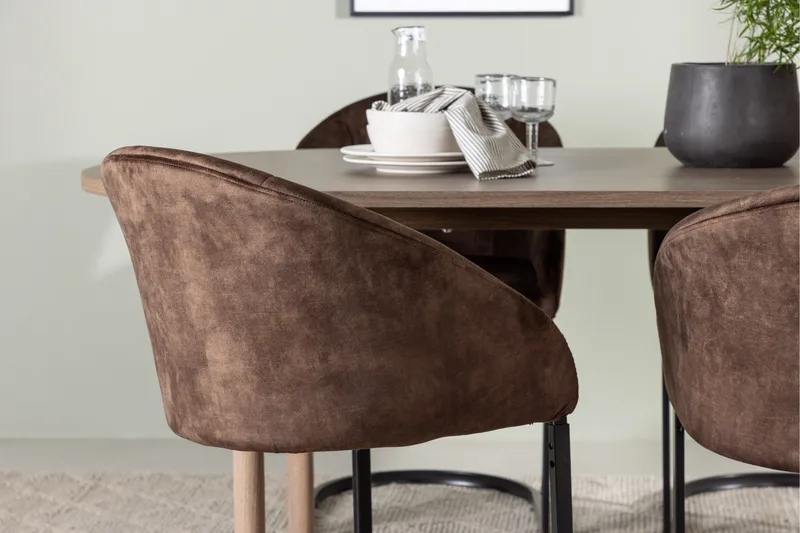 Spisegruppe Venture Home Andy spisegruppe 180 cm oval med 4 Evening-stoler Svart/Brun - Møbler - Bord - Spisegrupper