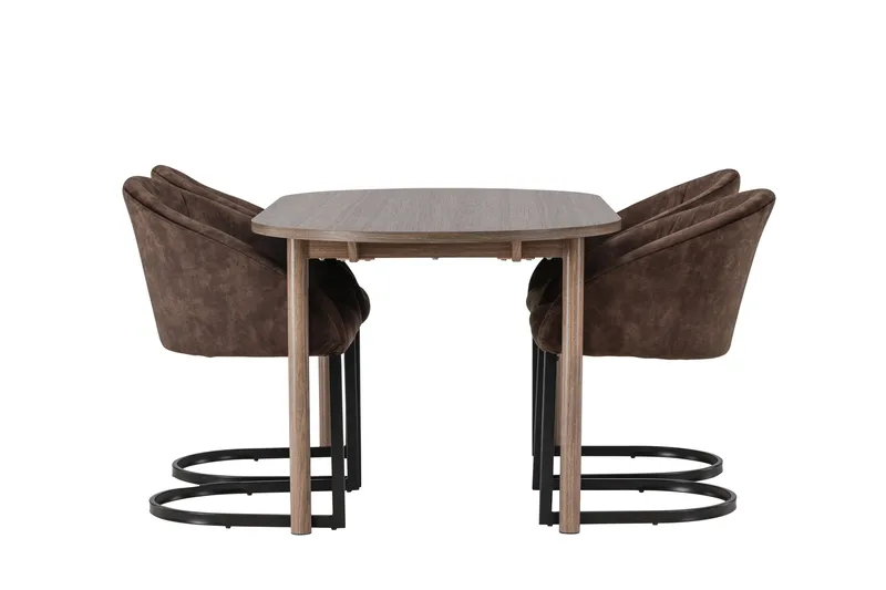 Spisegruppe Venture Home Andy spisegruppe 180 cm oval med 4 Evening-stoler Svart/Brun - Møbler - Bord - Spisegrupper
