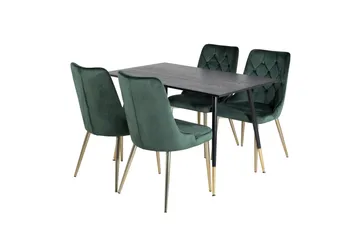 Spisegruppe Venture Home Balisa spisegruppe 120 cm rund med 4 Valera-stoler Svart/GULL/Grønn - Møbler - Bord - Spisegrupper