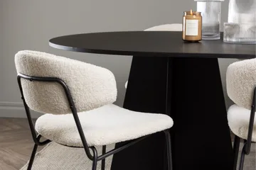 Spisegruppe Venture Home Bootcut ovalt spisebord – svart/svart finér + Chico spisestol – svart/hvit bouclé _6 Svart - Møbler - Bord - Spisegrupper