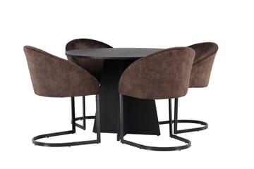 Spisegruppe Venture Home Bootcut spisegruppe 110 cm rund med 4 Evening-stoler Svart/mørk brun - Møbler - Bord - Spisegrupper