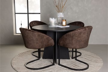 Spisegruppe Venture Home Bootcut spisegruppe 110 cm rund med 4 Evening-stoler Svart/mørk brun - Møbler - Bord - Spisegrupper