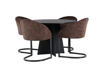 Spisegruppe Venture Home Bootcut spisegruppe 110 cm rund med 4 Evening-stoler Svart/mørk brun - Møbler - Bord - Spisegrupper
