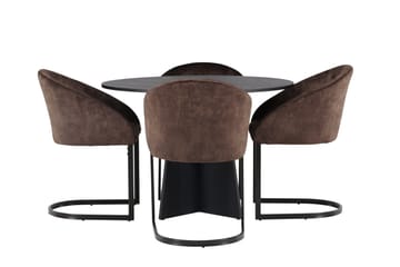 Spisegruppe Venture Home Bootcut spisegruppe 110 cm rund med 4 Evening-stoler Svart/mørk brun - Møbler - Bord - Spisegrupper
