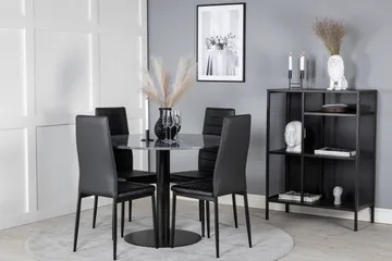 Spisegruppe Venture Home Estelle spisegruppe 106 cm rund med 4 Slim-stoler Svart - Møbler - Bord - Spisegrupper