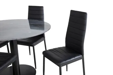 Spisegruppe Venture Home Estelle spisegruppe 106 cm rund med 4 Slim-stoler Svart - Møbler - Bord - Spisegrupper