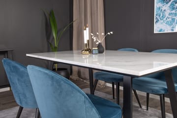 Spisegruppe Venture Home Estelle spisegruppe 140 cm rektangulær med 4 Velvet-stoler Svart/blå/hvit - Møbler - Bord - Spisegrupper