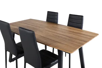 Spisegruppe Venture Home Inca spisegruppe 160 cm rektangulær med 4 Slim-stoler Svart/Natur - Møbler - Bord - Spisegrupper