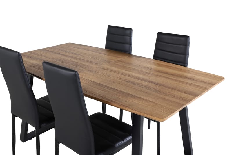 Spisegruppe Venture Home Inca spisegruppe 160 cm rektangulær med 4 Slim-stoler Svart/Natur - Møbler - Bord - Spisegrupper