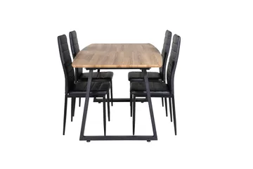 Spisegruppe Venture Home Inca spisegruppe 160 cm rektangulær med 4 Slim-stoler Svart/Natur - Møbler - Bord - Spisegrupper