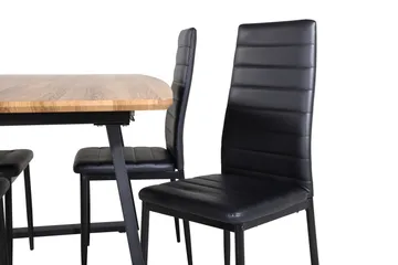Spisegruppe Venture Home Inca spisegruppe 160 cm rektangulær med 4 Slim-stoler Svart/Natur - Møbler - Bord - Spisegrupper