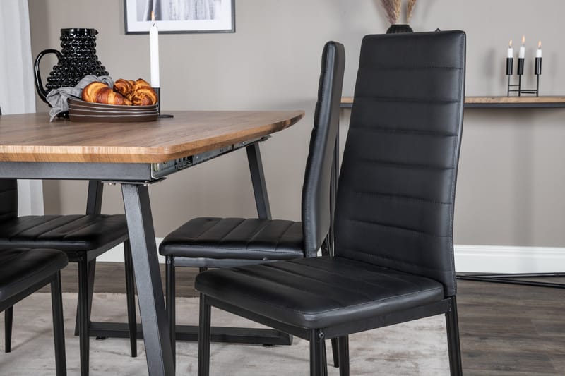 Spisegruppe Venture Home Inca spisegruppe 160 cm rektangulær med 4 Slim-stoler Svart/Natur - Møbler - Bord - Spisegrupper