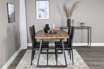 Spisegruppe Venture Home Inca spisegruppe 160 cm rektangulær med 4 Slim-stoler Svart/Natur - Møbler - Bord - Spisegrupper