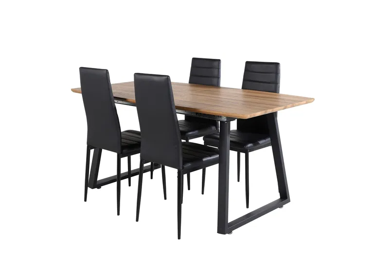 Spisegruppe Venture Home Inca spisegruppe 160 cm rektangulær med 4 Slim-stoler Svart/Natur - Møbler - Bord - Spisegrupper