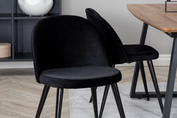 Spisegruppe Venture Home Inca spisegruppe 160 cm rektangulær med 4 Velvet-stoler Svart/Natur - Møbler - Bord - Spisegrupper
